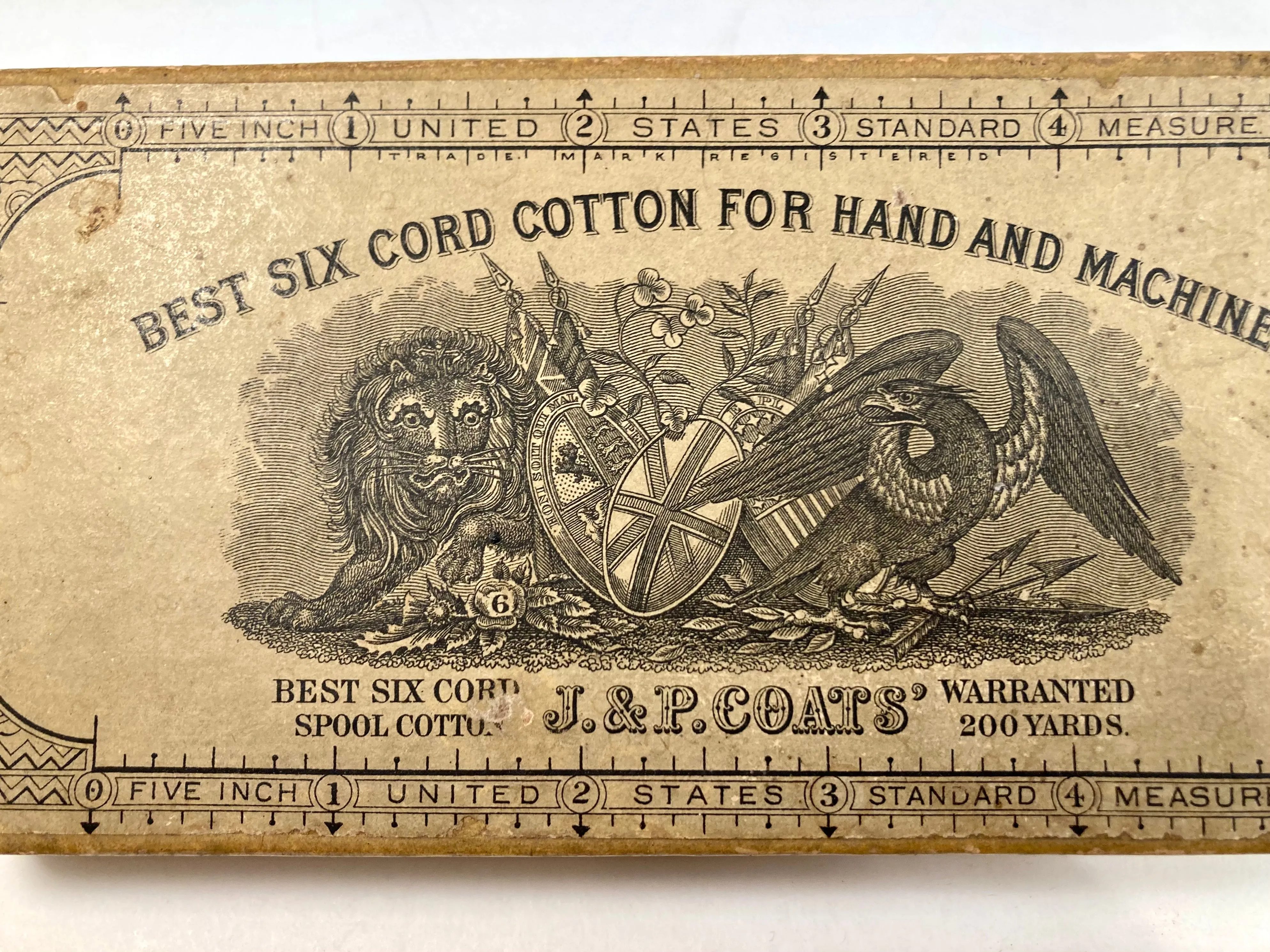 1880's Antique Victorian J.&P. COATS Spool Cotton Box, EMPTY, Vintage Notion