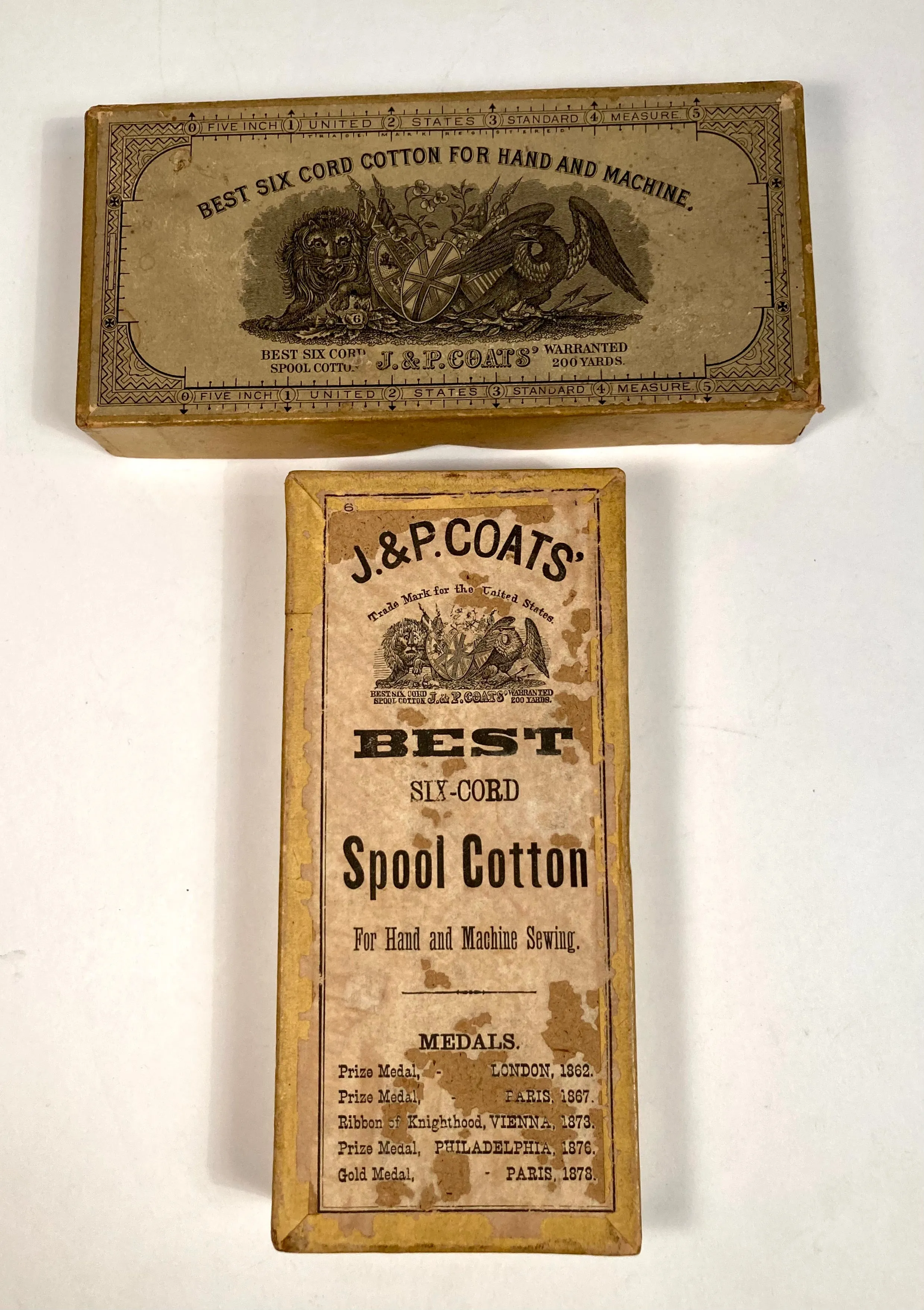 1880's Antique Victorian J.&P. COATS Spool Cotton Box, EMPTY, Vintage Notion