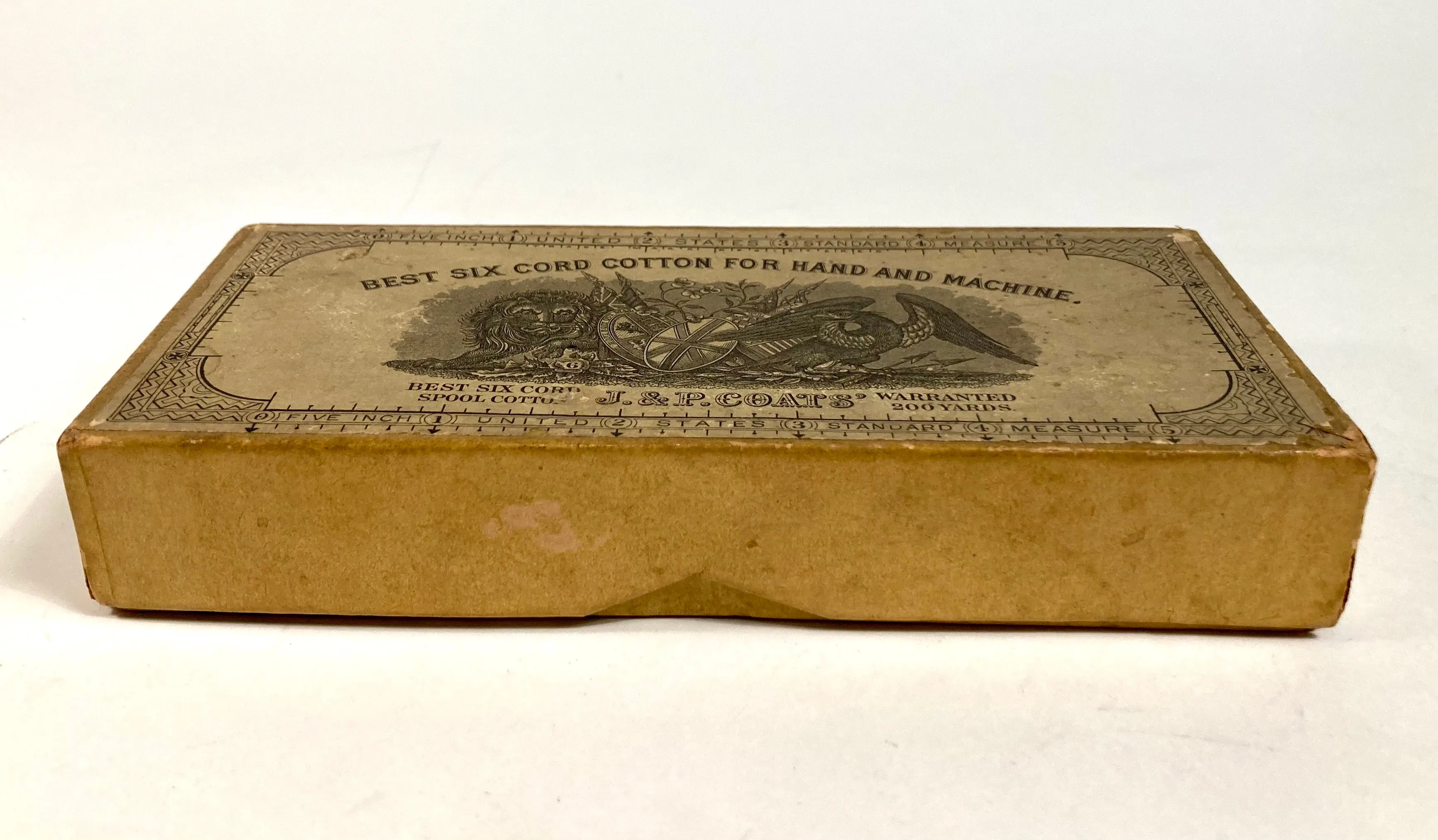 1880's Antique Victorian J.&P. COATS Spool Cotton Box, EMPTY, Vintage Notion