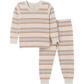 2-Piece Infant & Toddler Neutral Oatmeal Heather Stripe Hacci Pajama Set