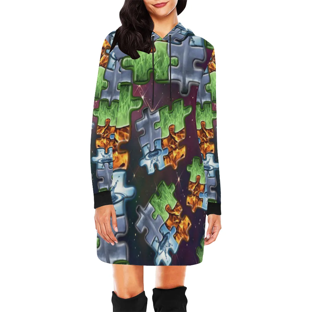 4 ELEMENTS All Over Print Hoodie Mini Dress