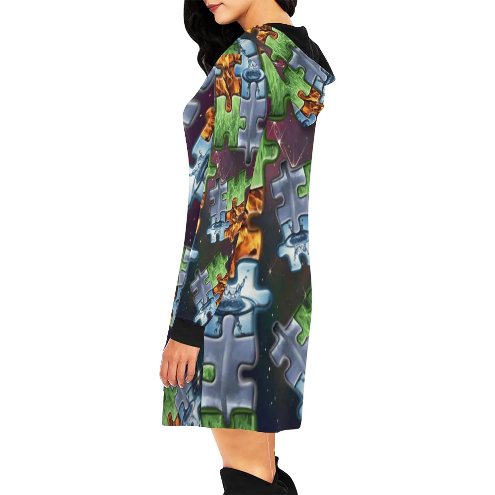 4 ELEMENTS All Over Print Hoodie Mini Dress