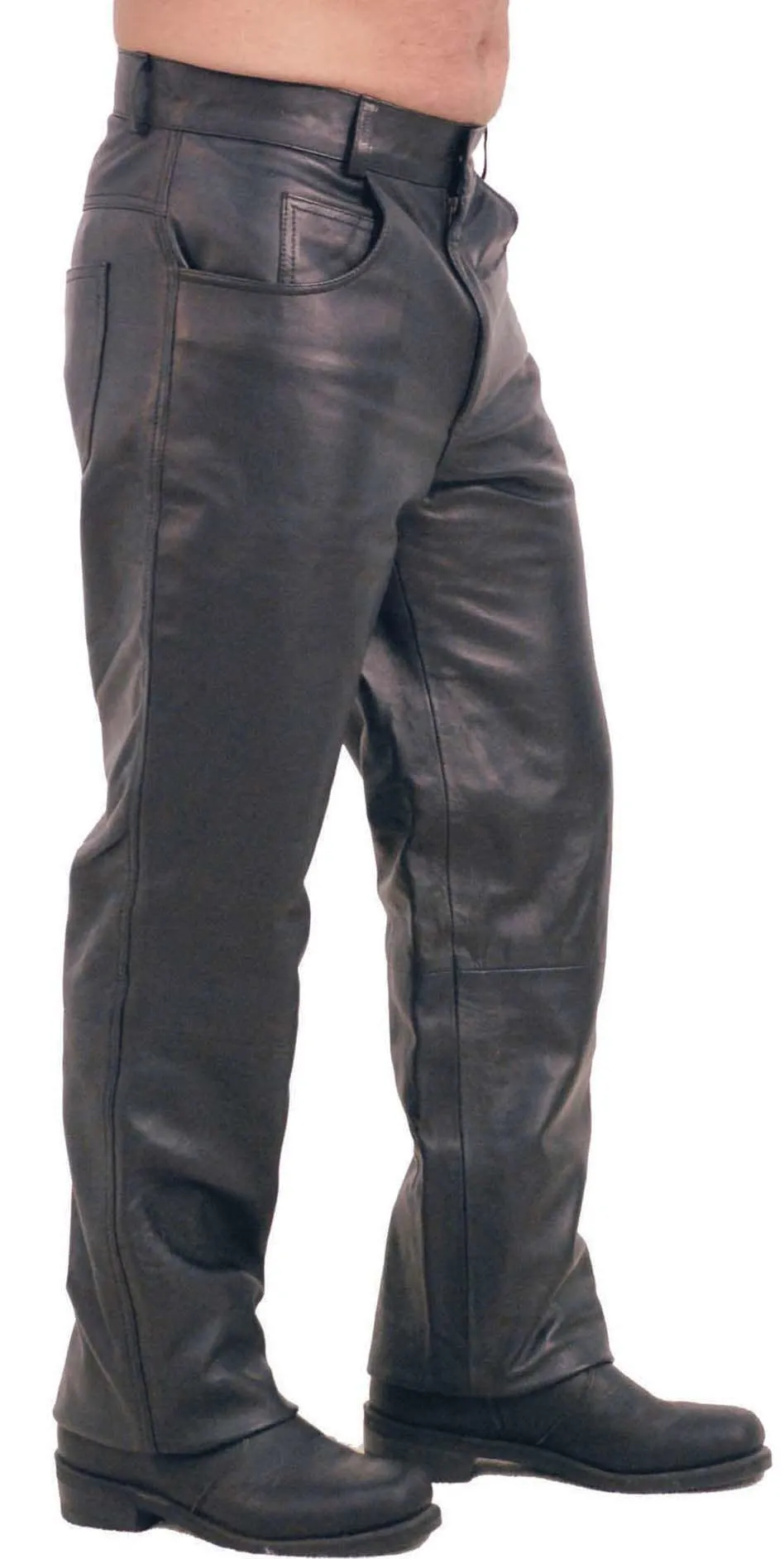 5 Pocket Lambskin Leather Pants for Men #MP591L