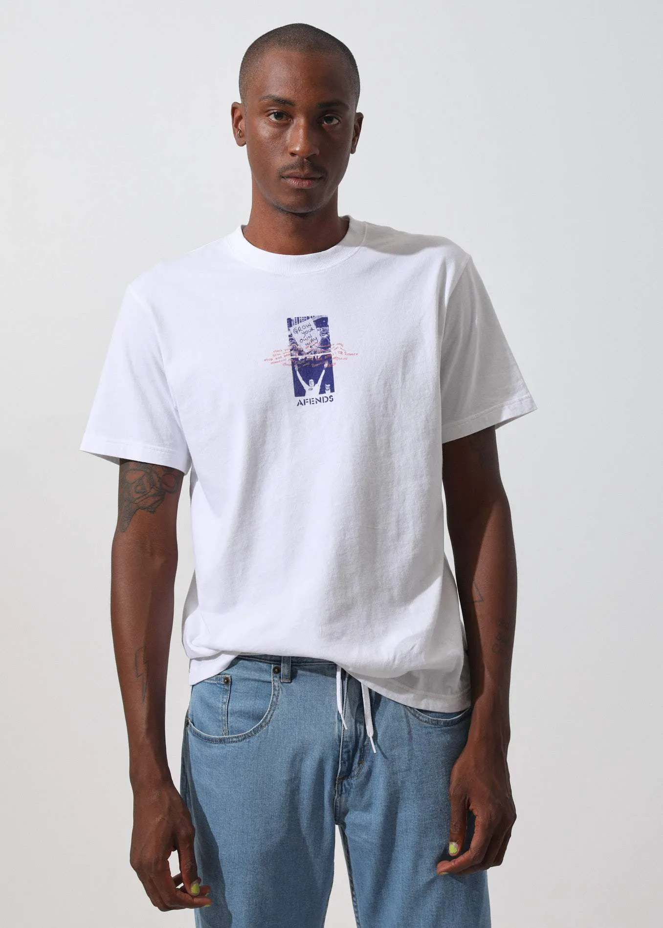 Afends Mens Grow Your Own Way - Retro Fit Tee - White