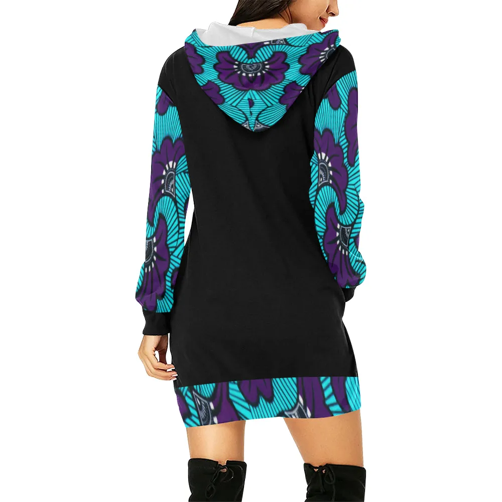 AFRIKA FLOWER All Over Print Hoodie Mini Dress