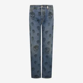 Alexander McQueen Skull Print Denim Jeans