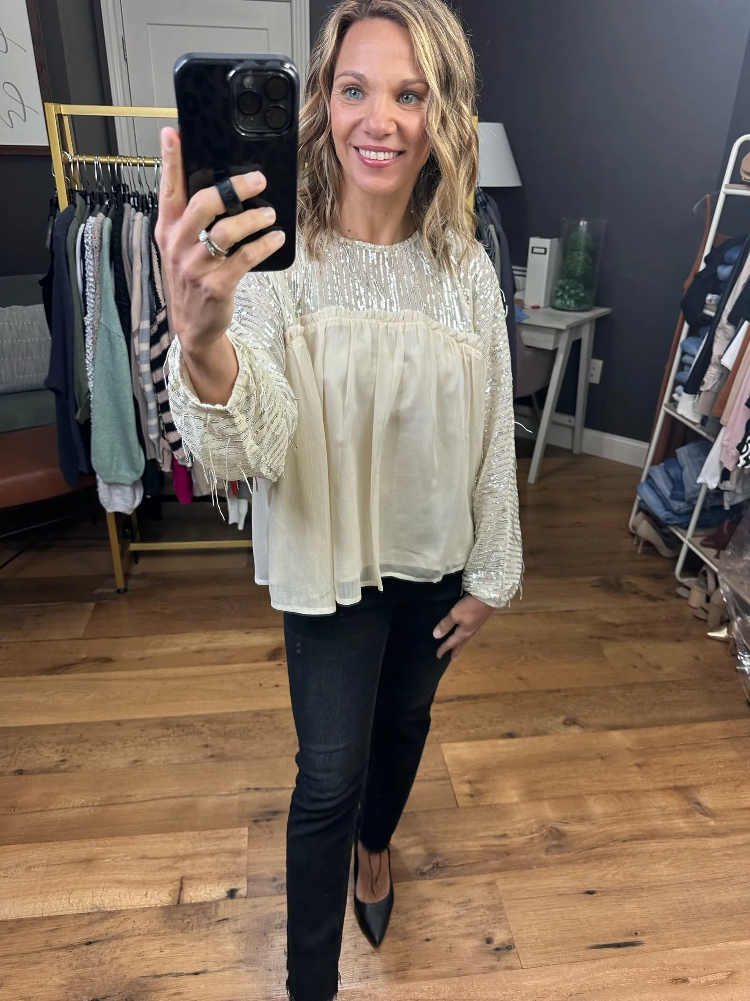 All Good Things Sequin Detail Top - Ivory