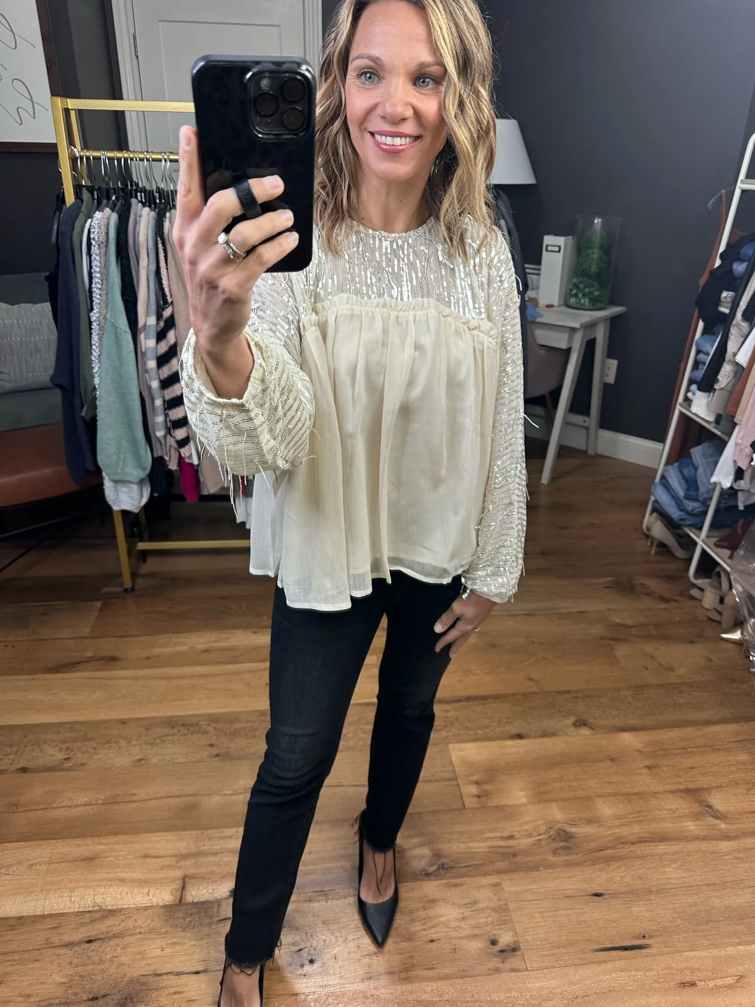 All Good Things Sequin Detail Top - Ivory