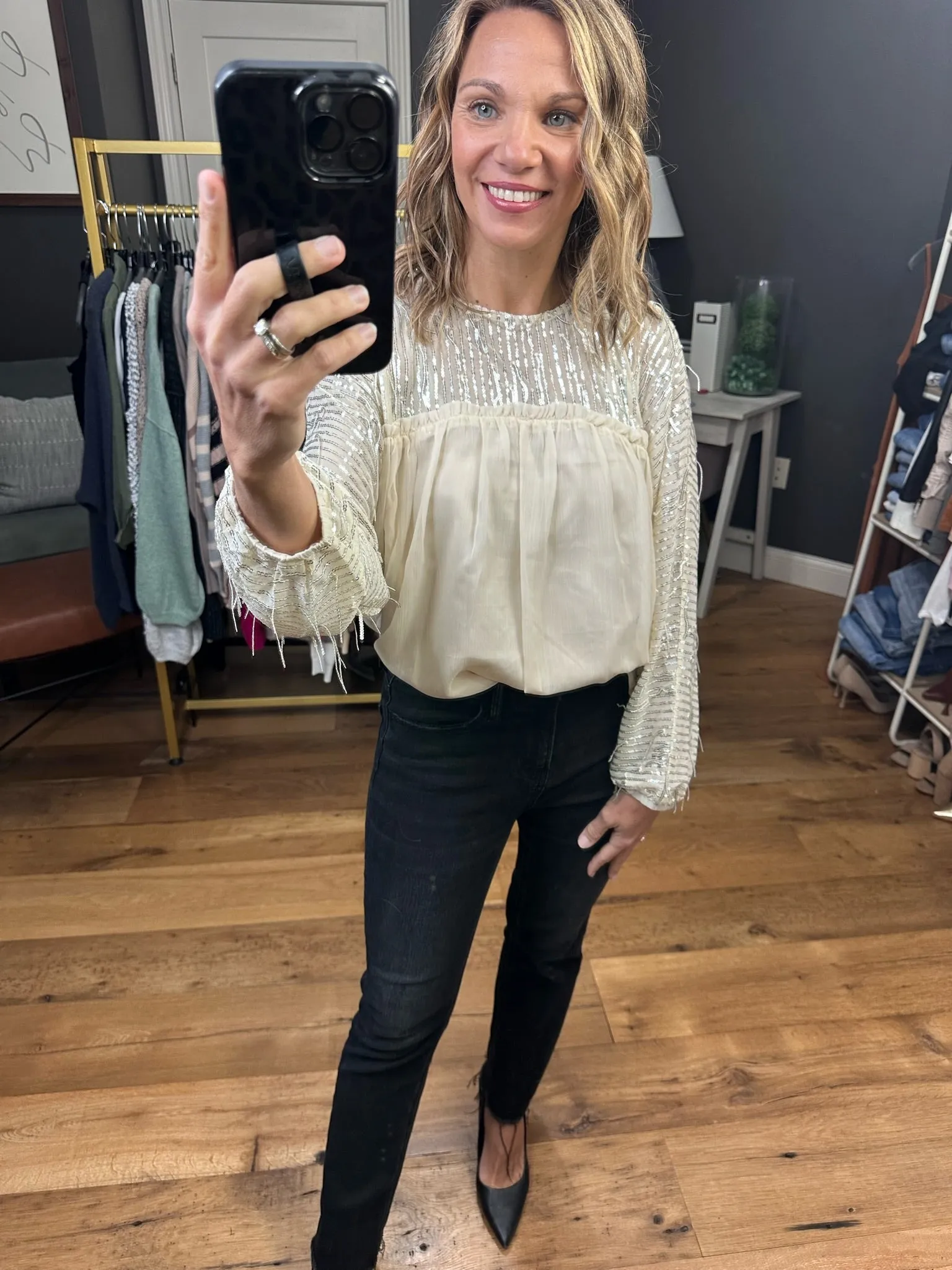 All Good Things Sequin Detail Top - Ivory