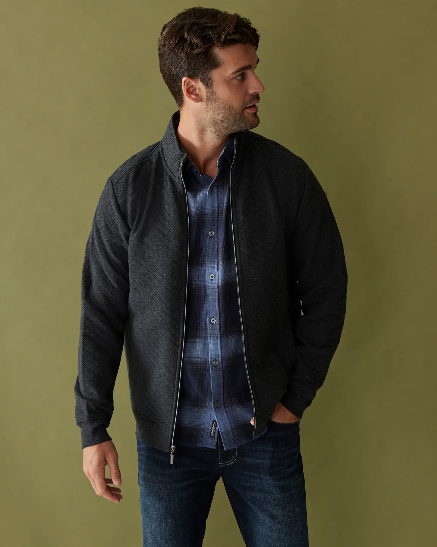 ALLOWAY QUILTED FULL-ZIP MOCK NECK JACKET