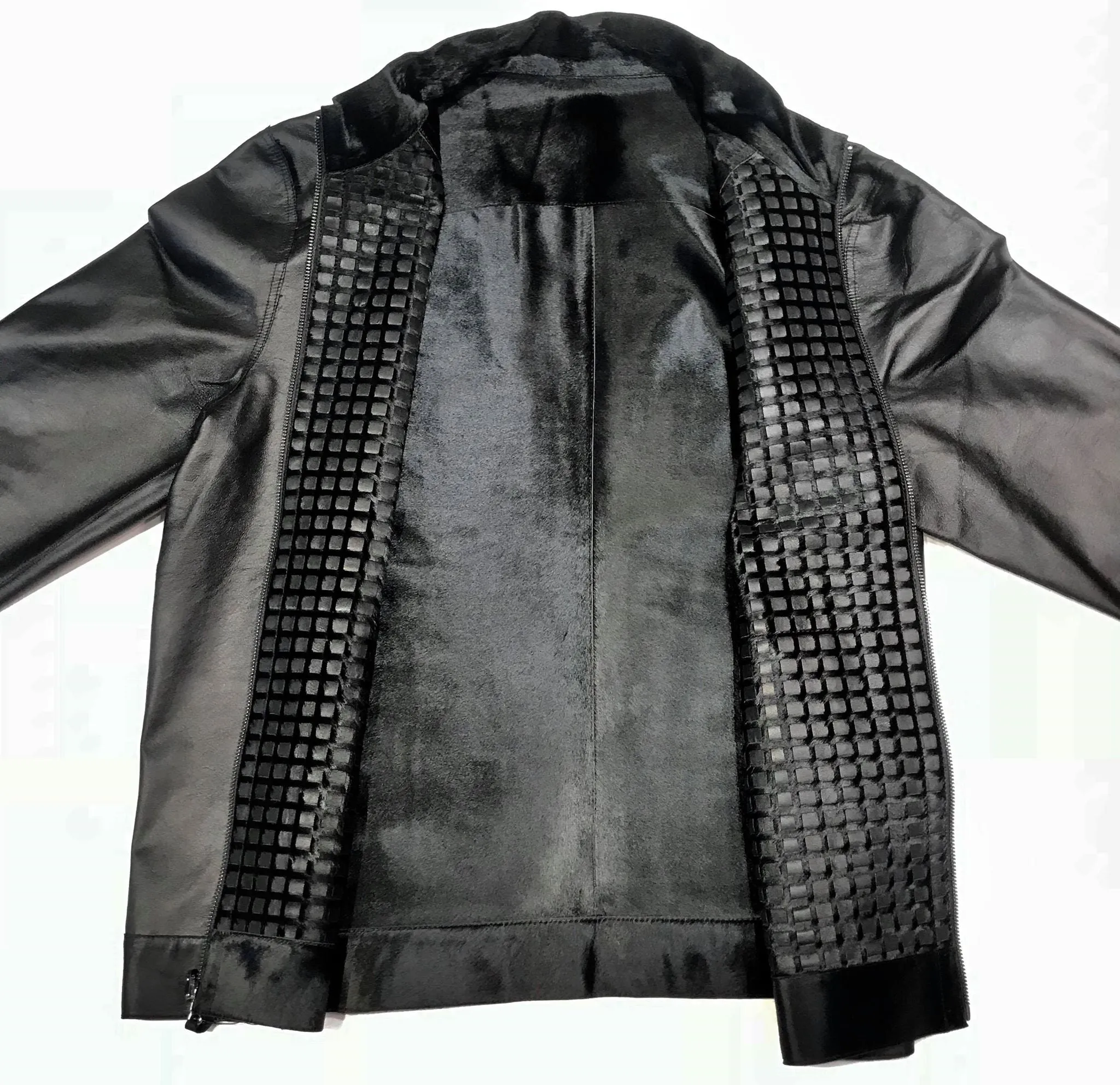 Aston Checkered Pony Hair Reversible Bomber Jacket