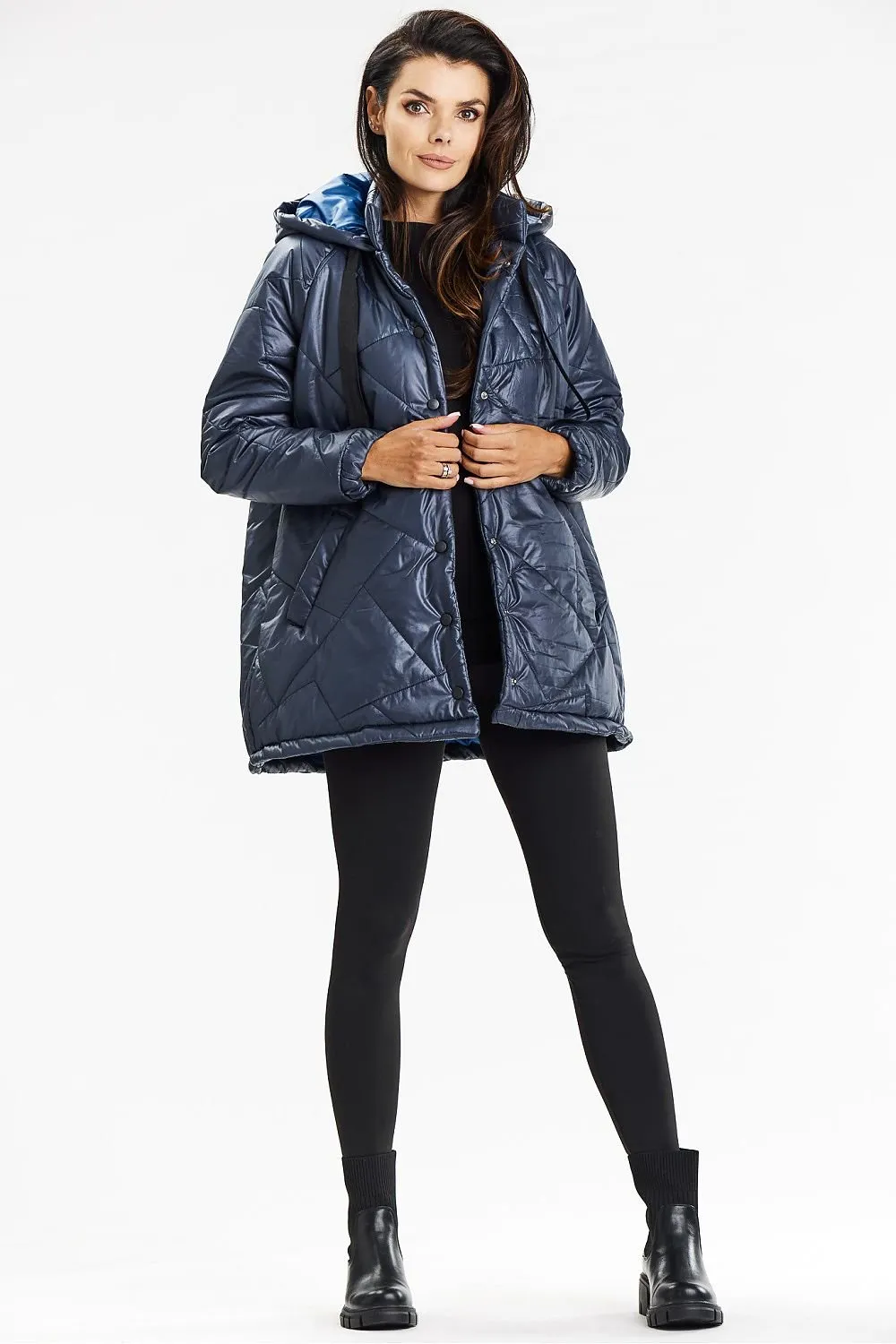 Awama Contrast Lined Quilted Jacket