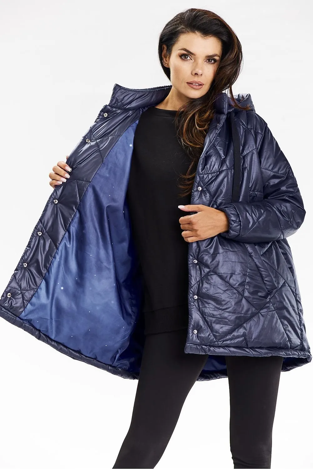 Awama Contrast Lined Quilted Jacket