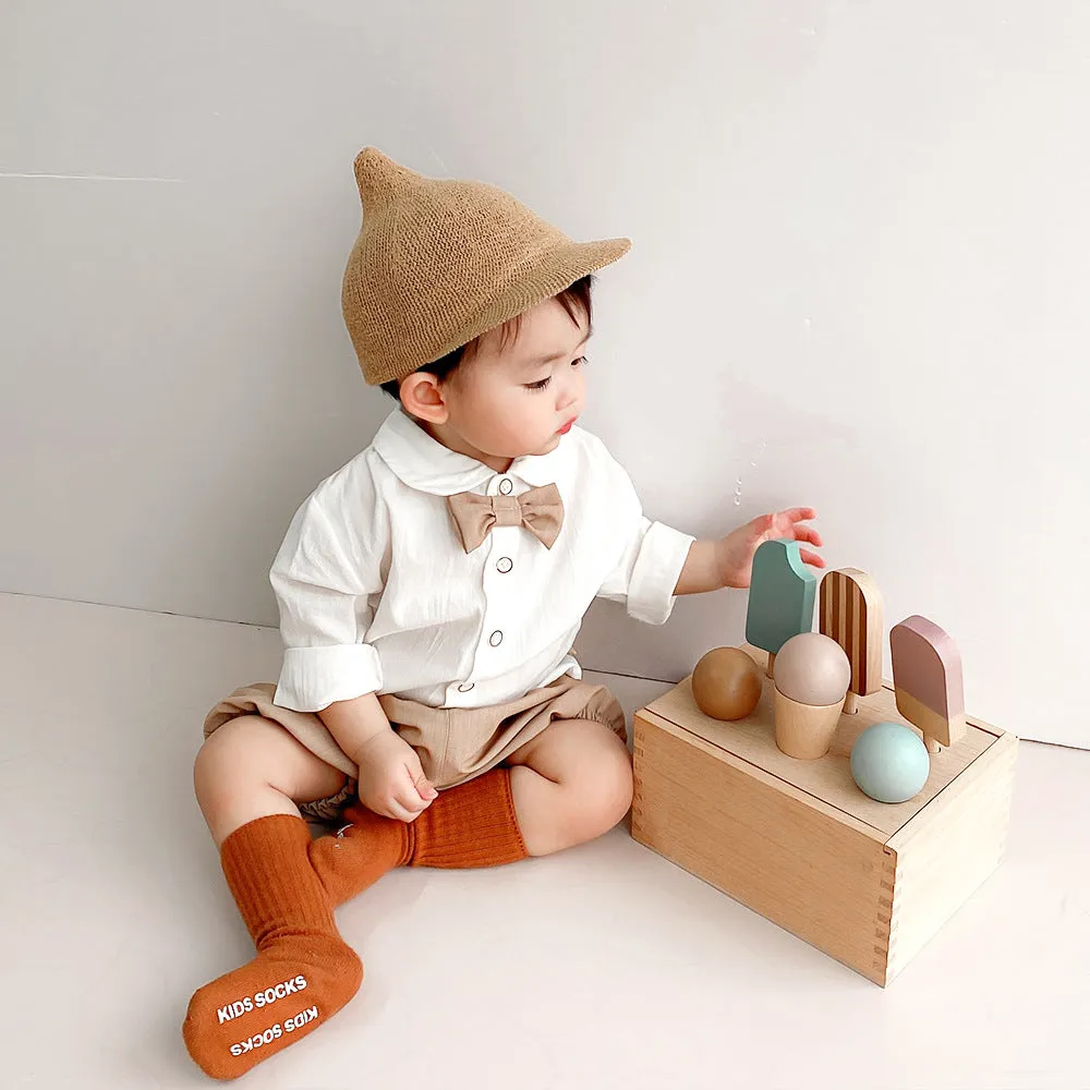 Baby Boy Autumn Clothes Suit 0-3 Years Old Baby Solid Color Long-sleeved Shirt Shorts Two-piece Set One Year Old Celebration Dress