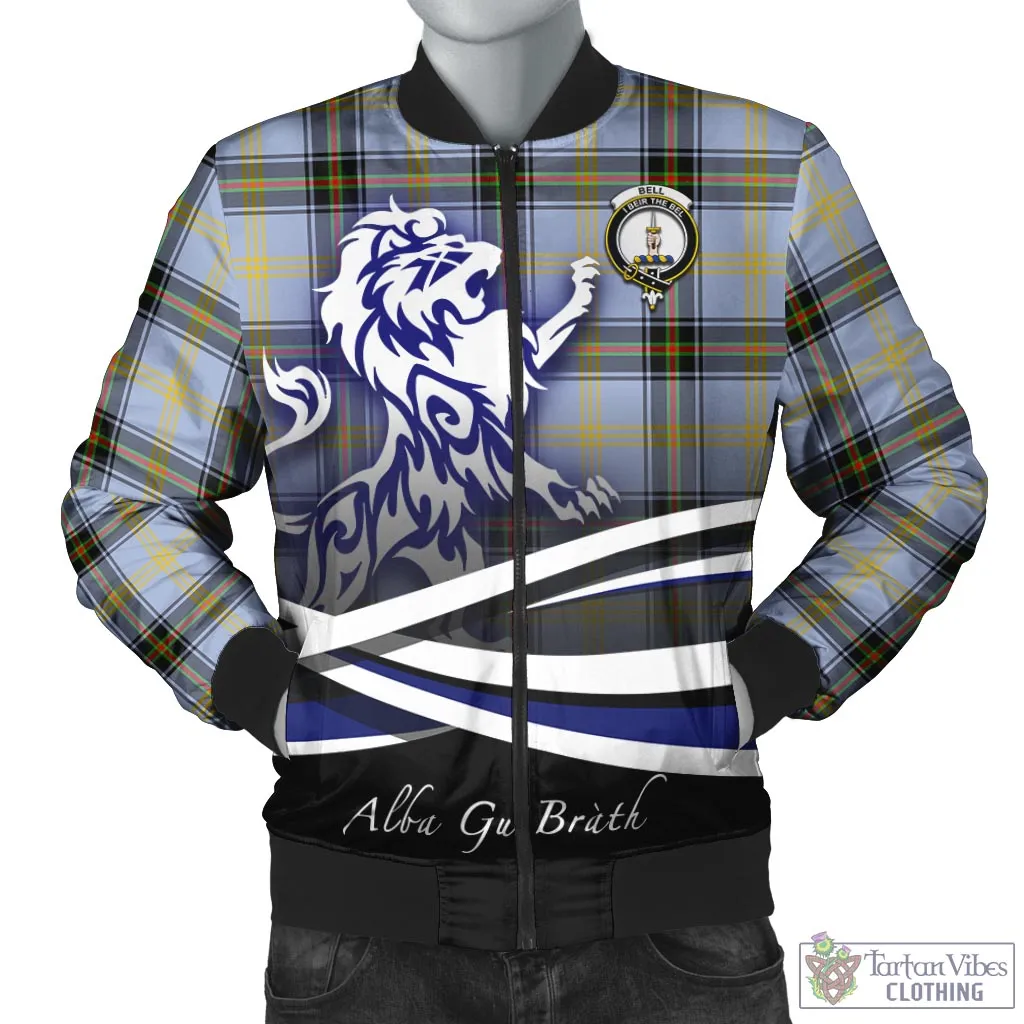 Bell Tartan Bomber Jacket with Alba Gu Brath Regal Lion Emblem