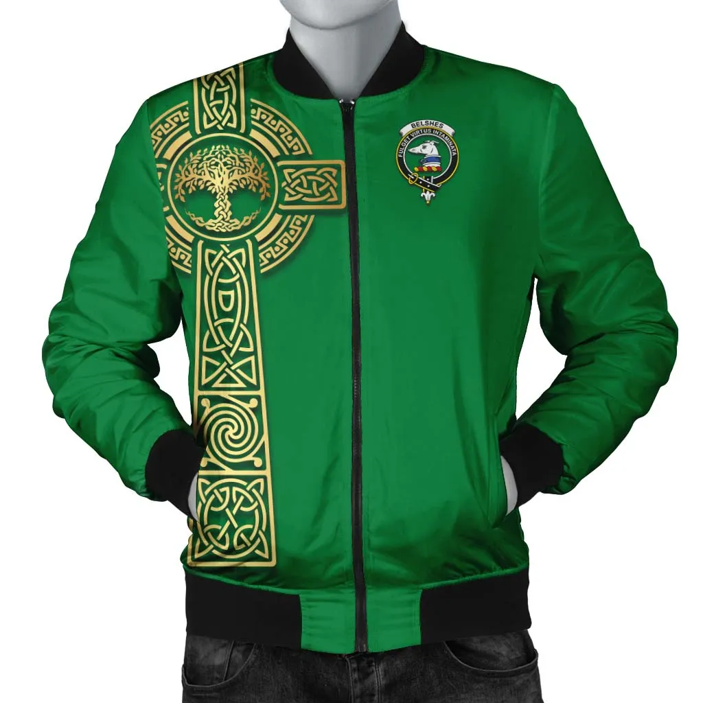 Belshes (Belsches) Clan Bomber Jacket with Golden Celtic Tree Of Life