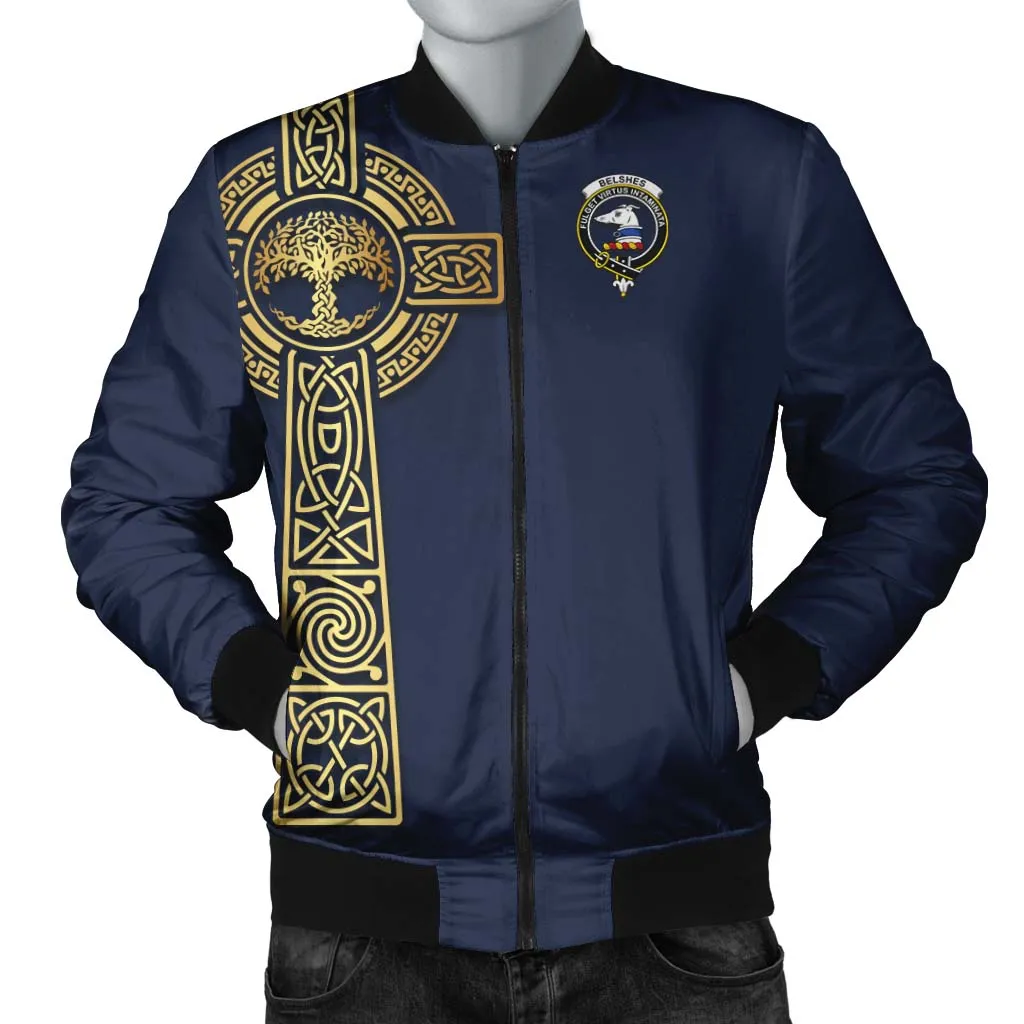 Belshes (Belsches) Clan Bomber Jacket with Golden Celtic Tree Of Life