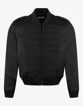 Black Officer Satin Bomber Jacket