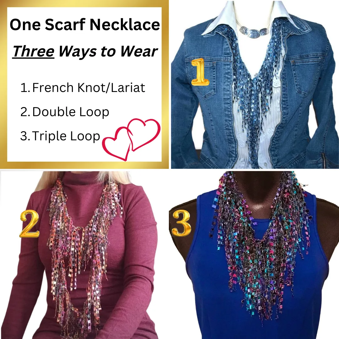 Blue and Yellow Bundle - Scarf and Beaded Statement Necklace