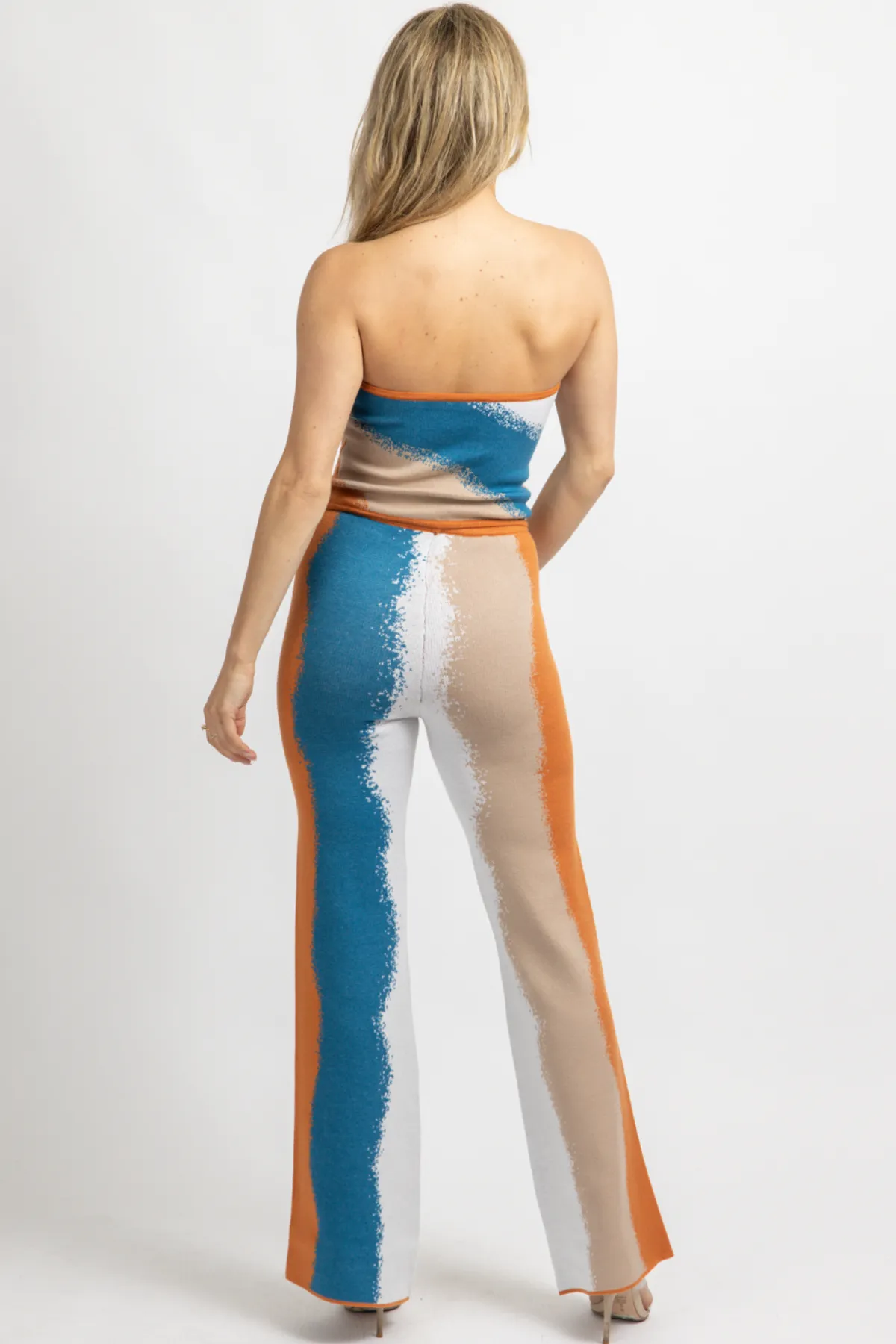 BLUE   ORANGE KNIT PANT SET