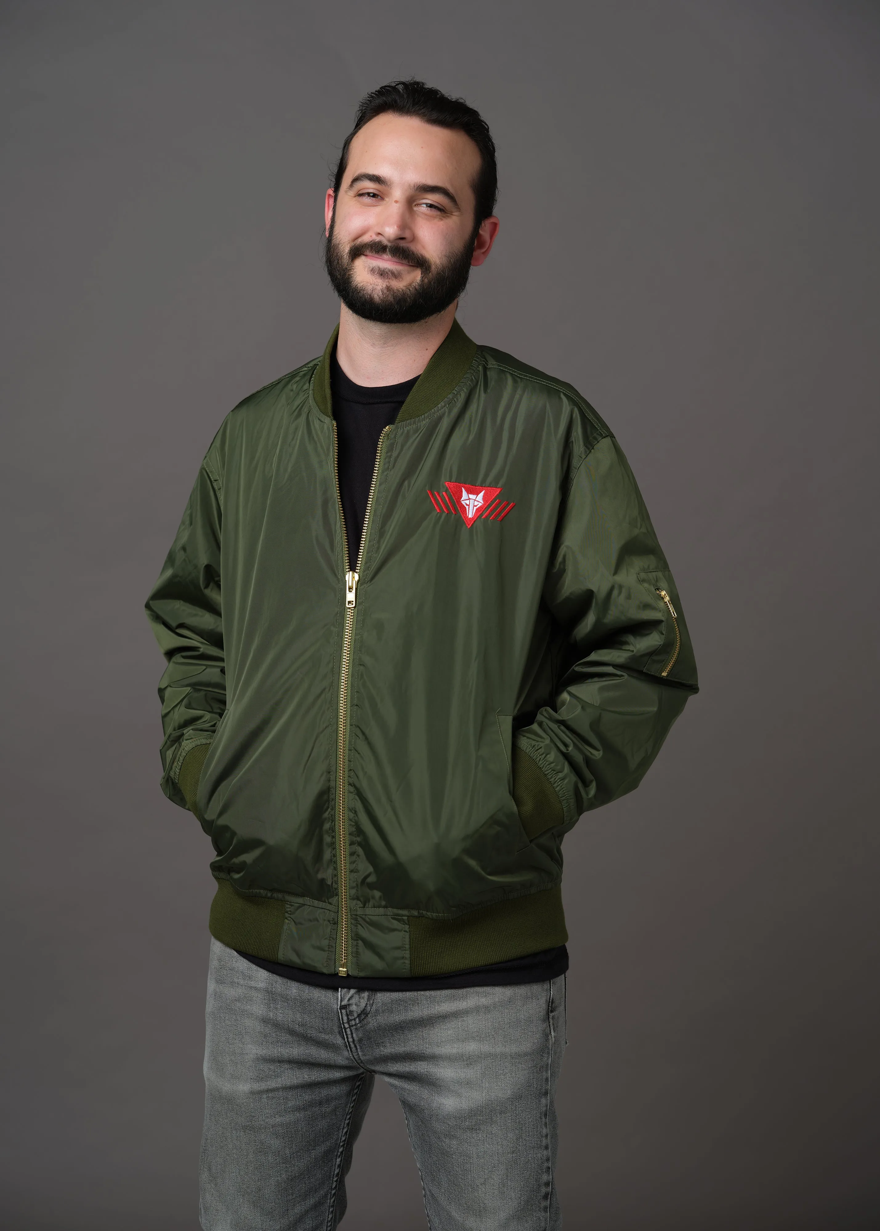 Bomber Howler Embroidered Jacket (Army Green)