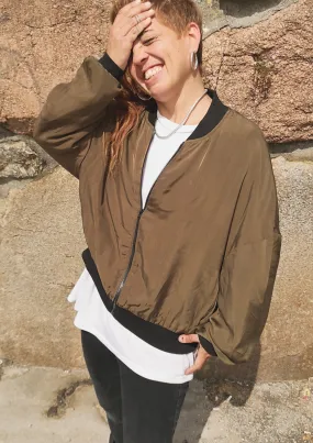 BOMBER JACKET - SILKY CUPRO khaki