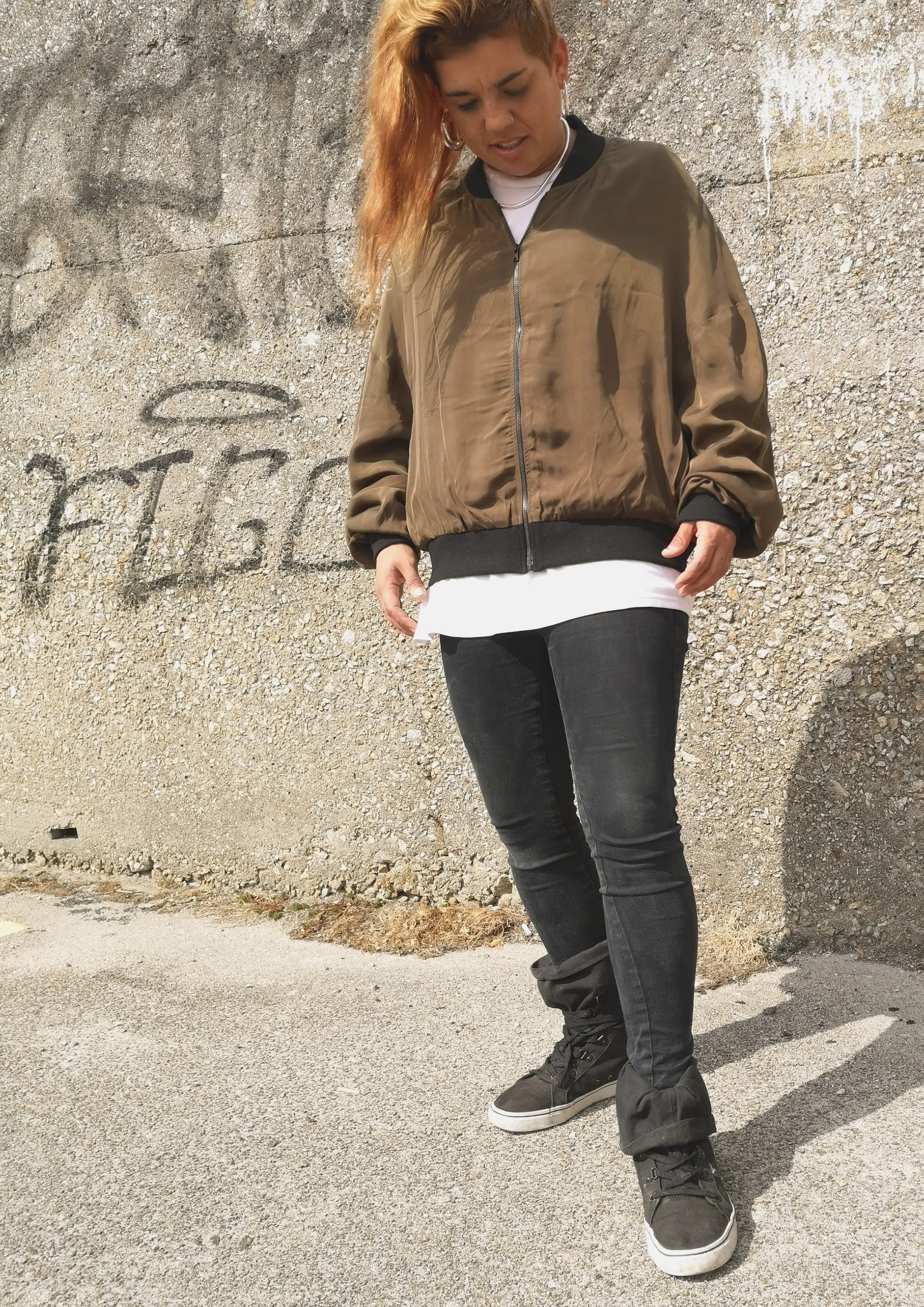 BOMBER JACKET - SILKY CUPRO khaki