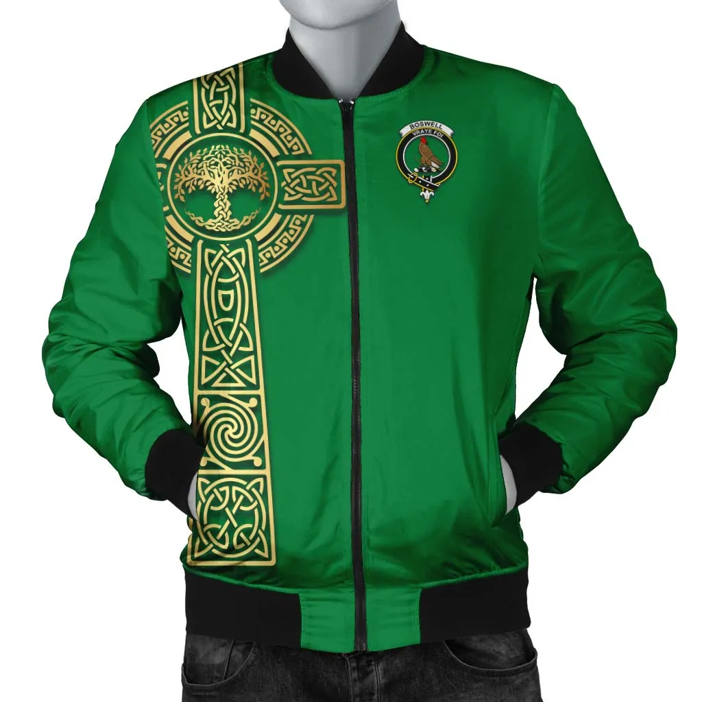 Boswell Clan Bomber Jacket with Golden Celtic Tree Of Life