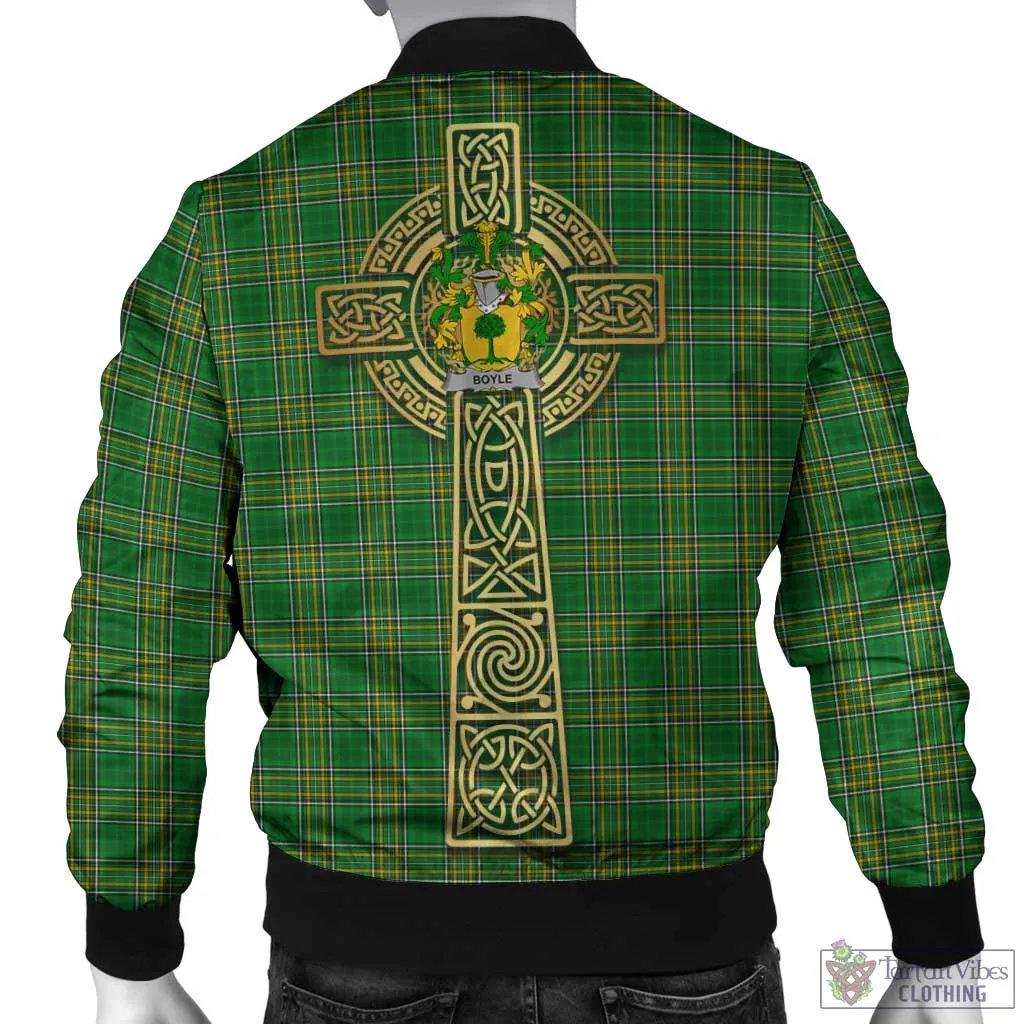 Boyle Irish Clan Tartan Bomber Jacket with Coat of Arms Celtic Tree of Life Style