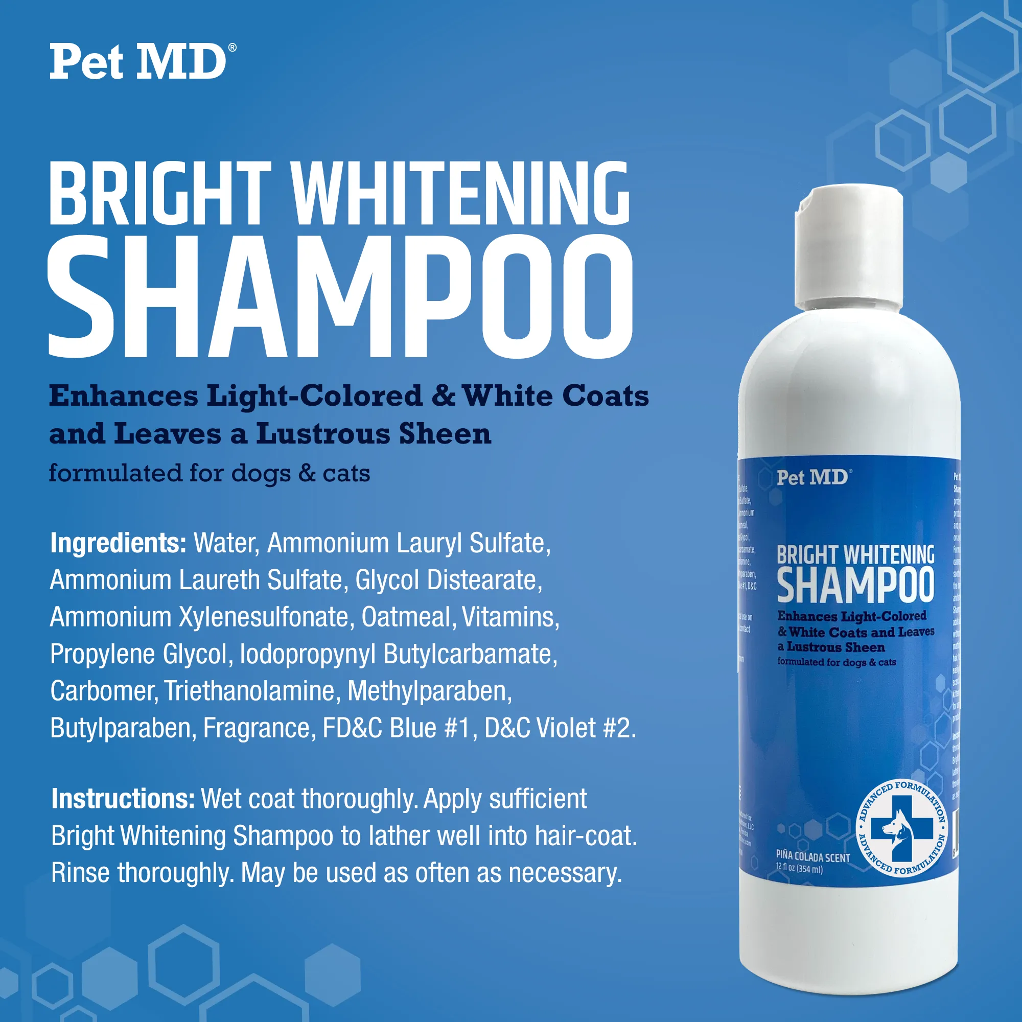 Bright Whitening Shampoo for Dogs & Cats - 12 oz