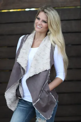 Brown Faux Fur Vest With Pockets