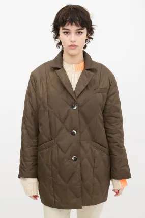 Brown Nylon Quilted Jacket