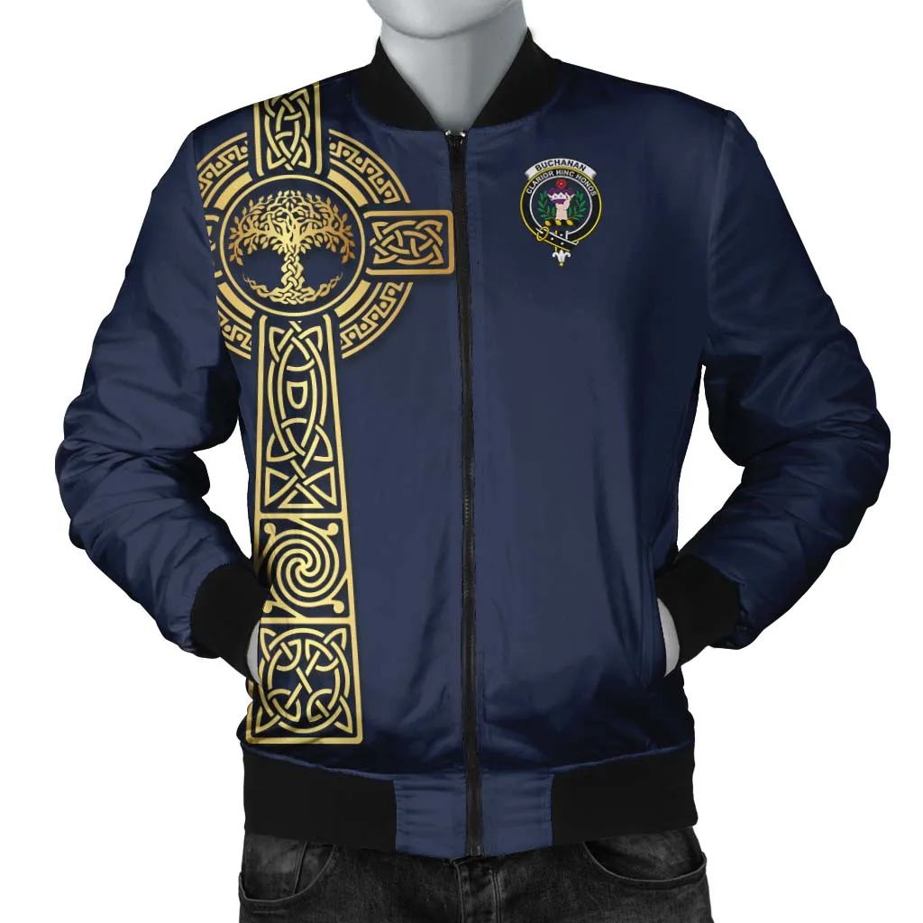 Buchanan Clan Bomber Jacket with Golden Celtic Tree Of Life