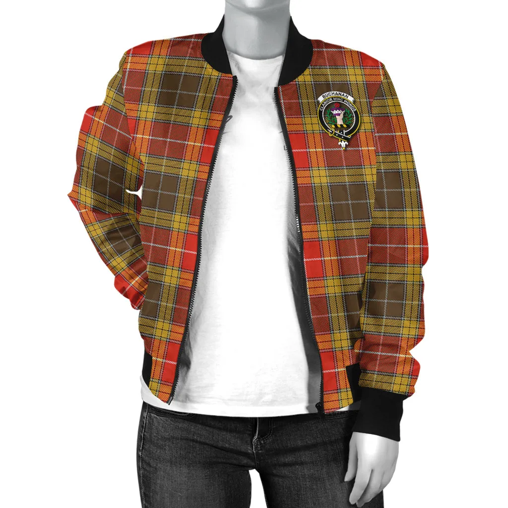 Buchanan Old Set Weathered Tartan Bomber Jacket with Family Crest