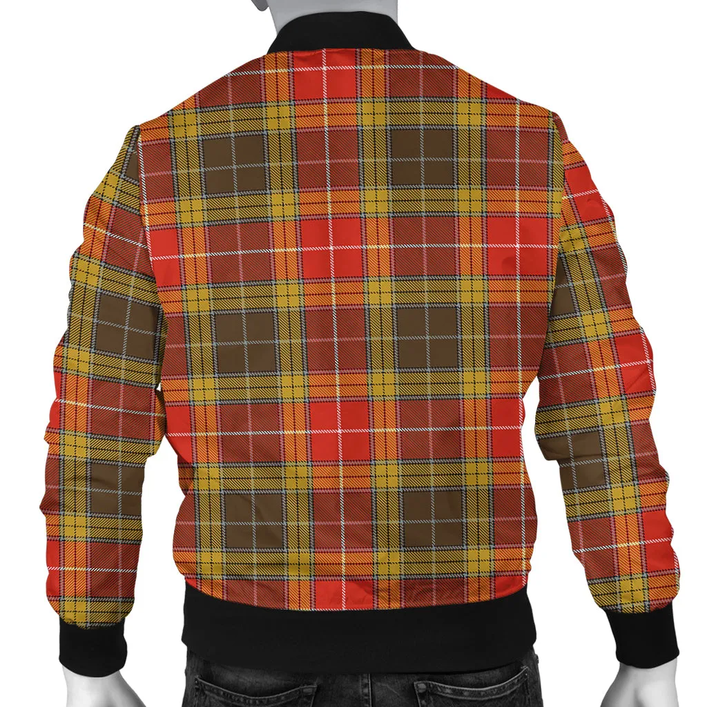 Buchanan Old Set Weathered Tartan Bomber Jacket with Family Crest