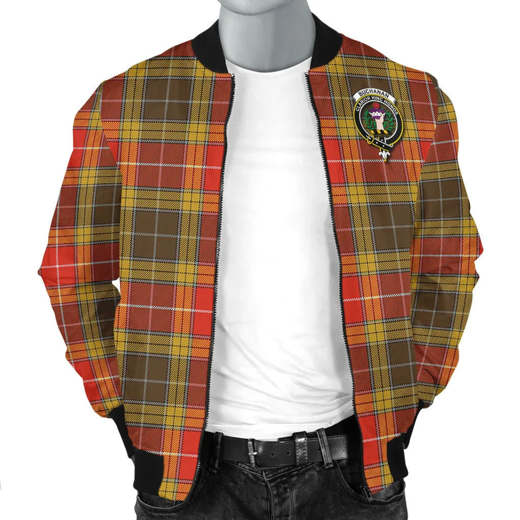 Buchanan Old Set Weathered Tartan Bomber Jacket with Family Crest