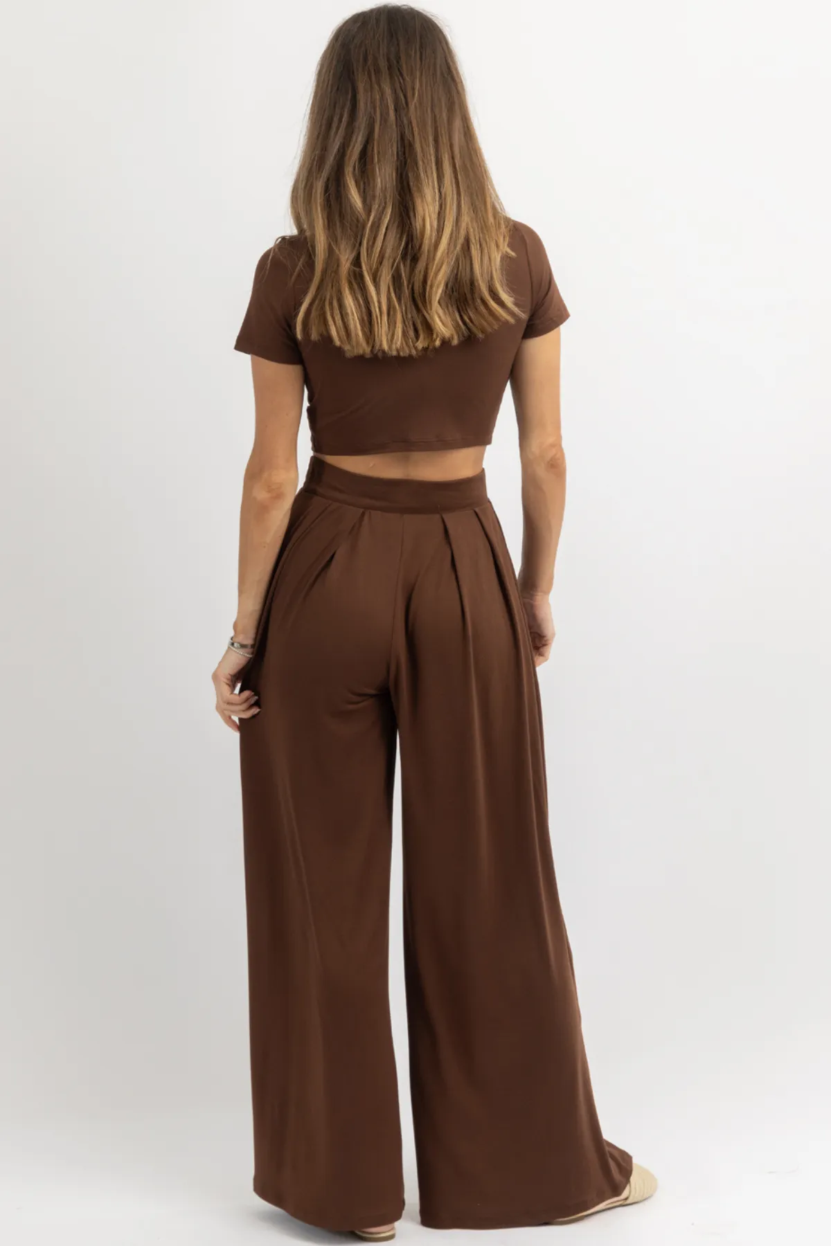 BUTTER SOFT ESPRESSO PALAZZO PANT SET