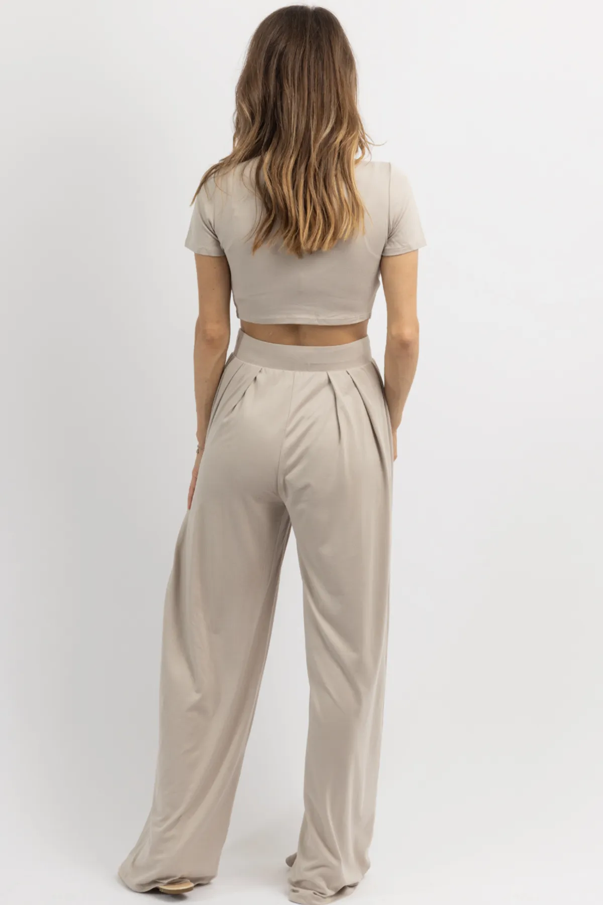 BUTTER SOFT OATMEAL CROP PALAZZO PANT SET  *BACK IN STOCK*