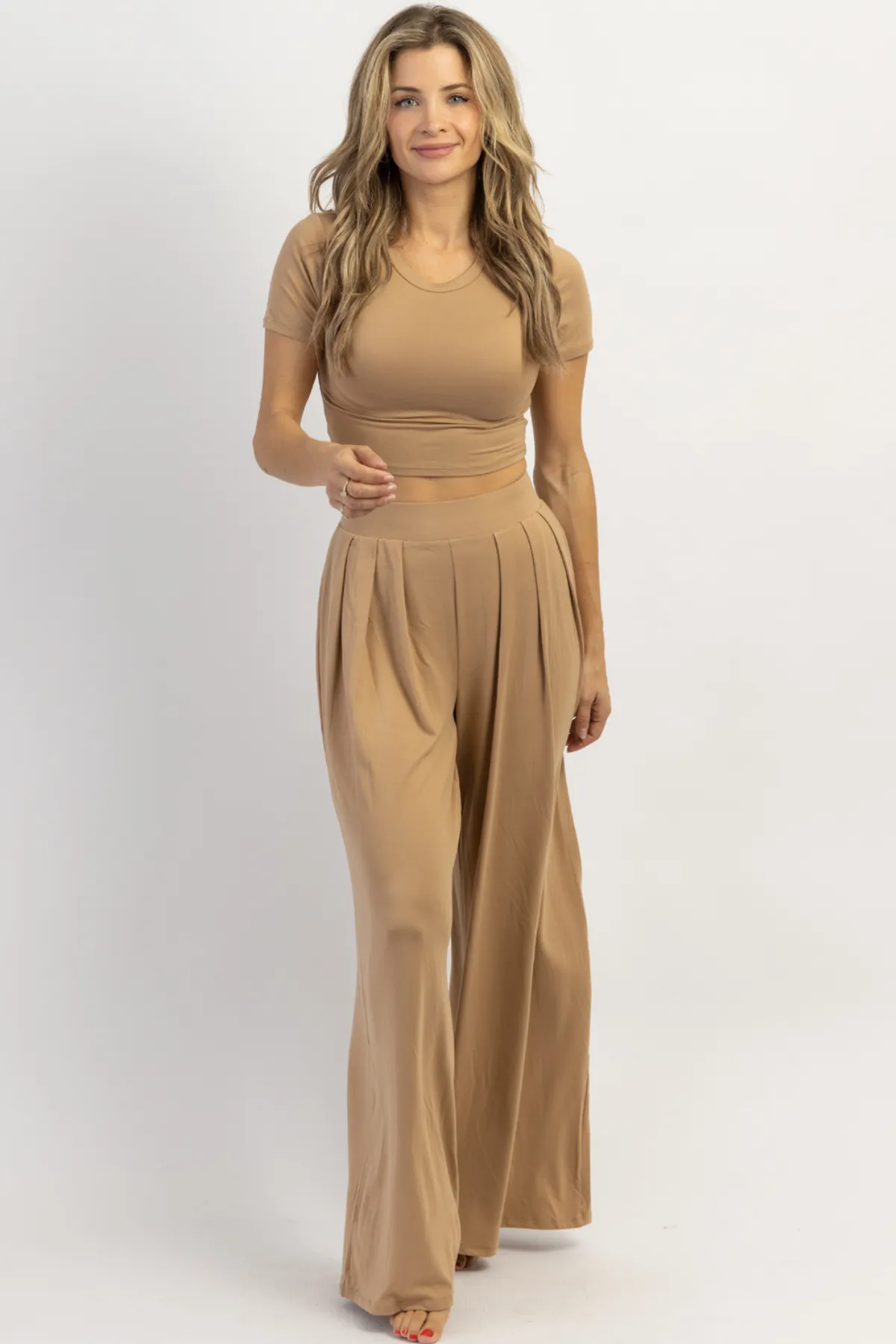 BUTTER SOFT TOFFEE PALAZZO PANT SET