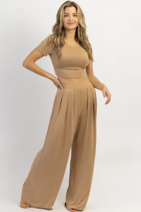 BUTTER SOFT TOFFEE PALAZZO PANT SET