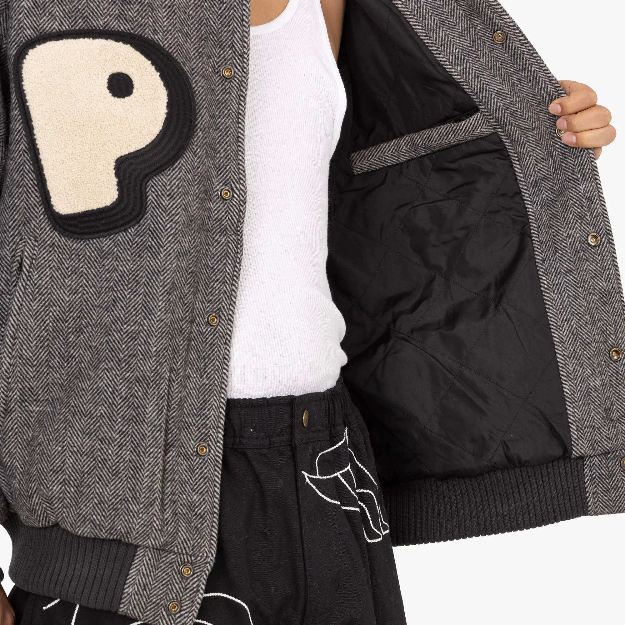 by Parra Rounded PAR Varsity Jacket / Dark Grey