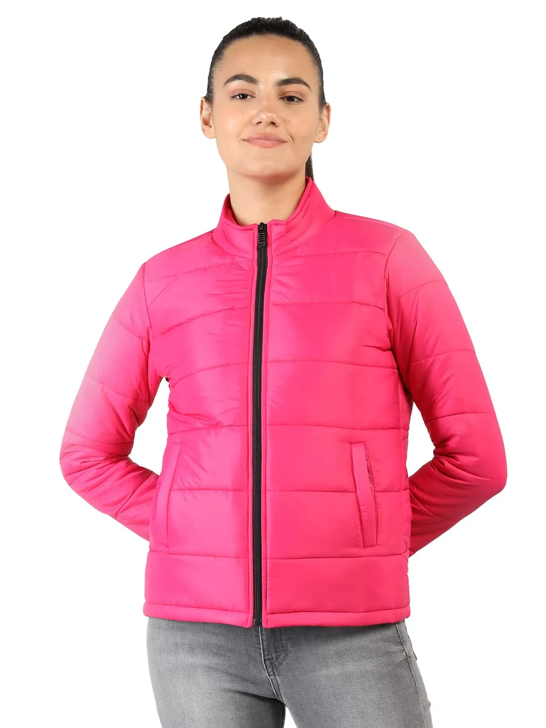 CHKOKKO Women's Winter Wear Quilted Jacket HotPink S