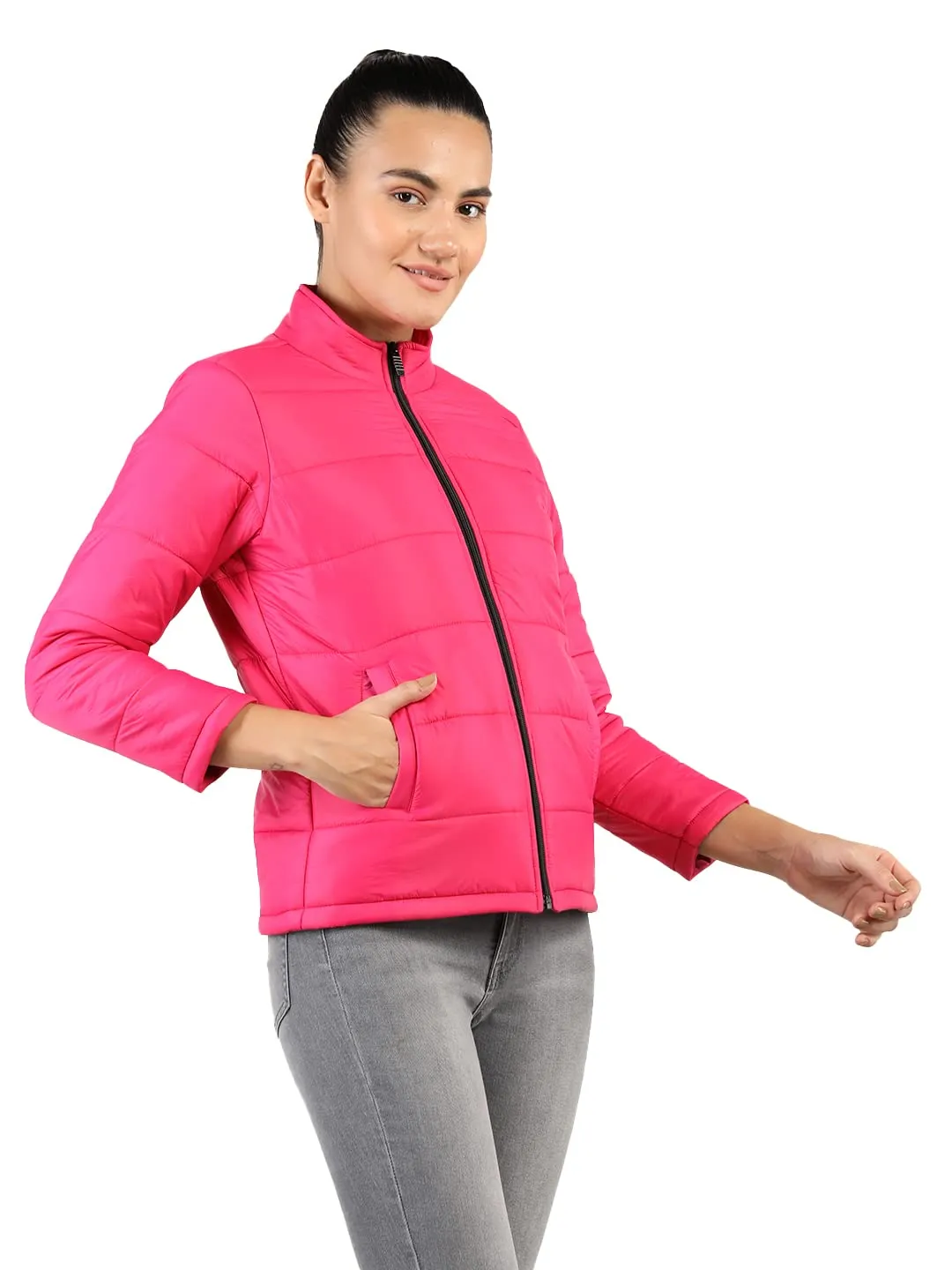 CHKOKKO Women's Winter Wear Quilted Jacket HotPink S