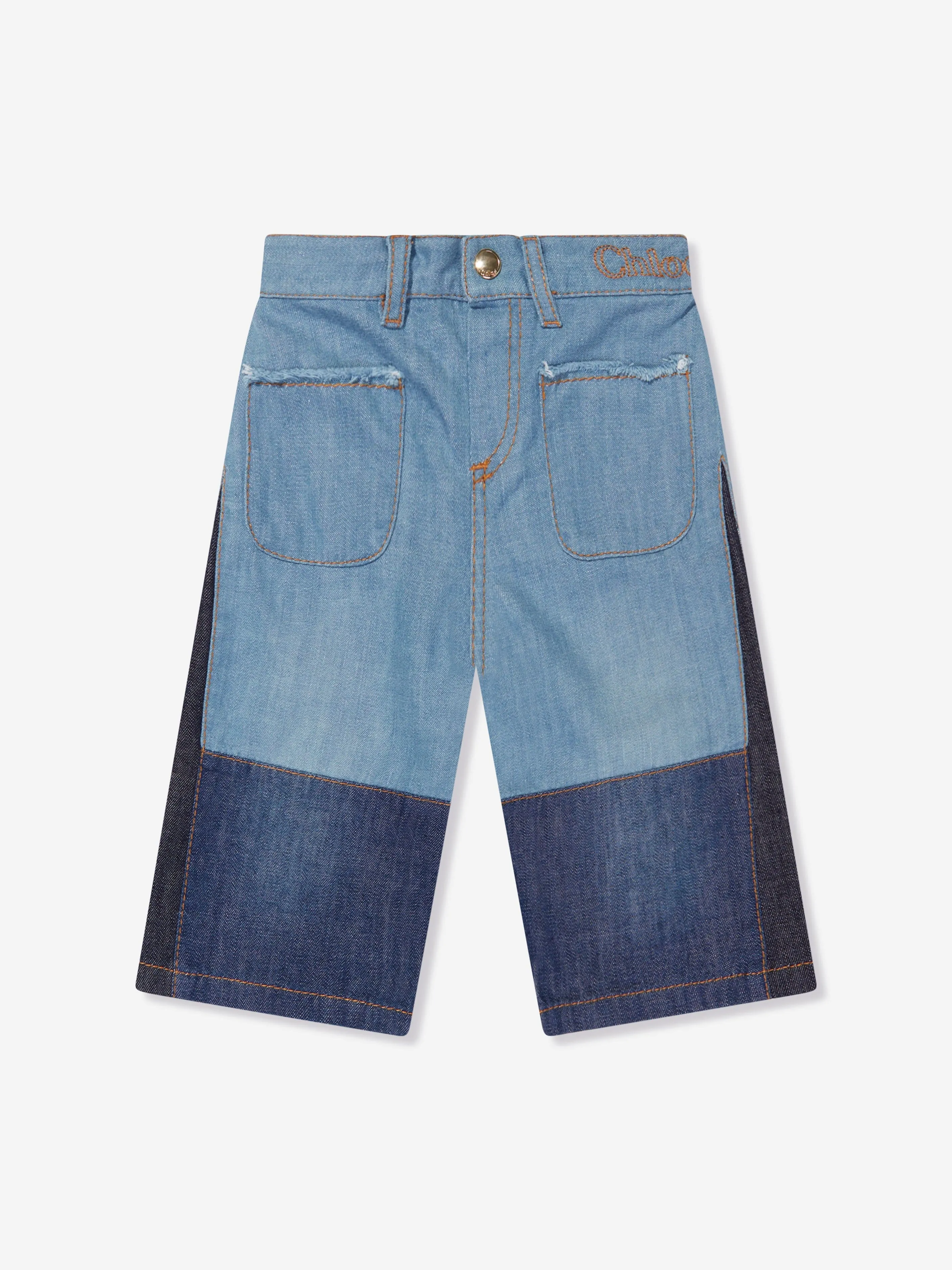 Chloé Baby Girls Denim Trousers in Blue