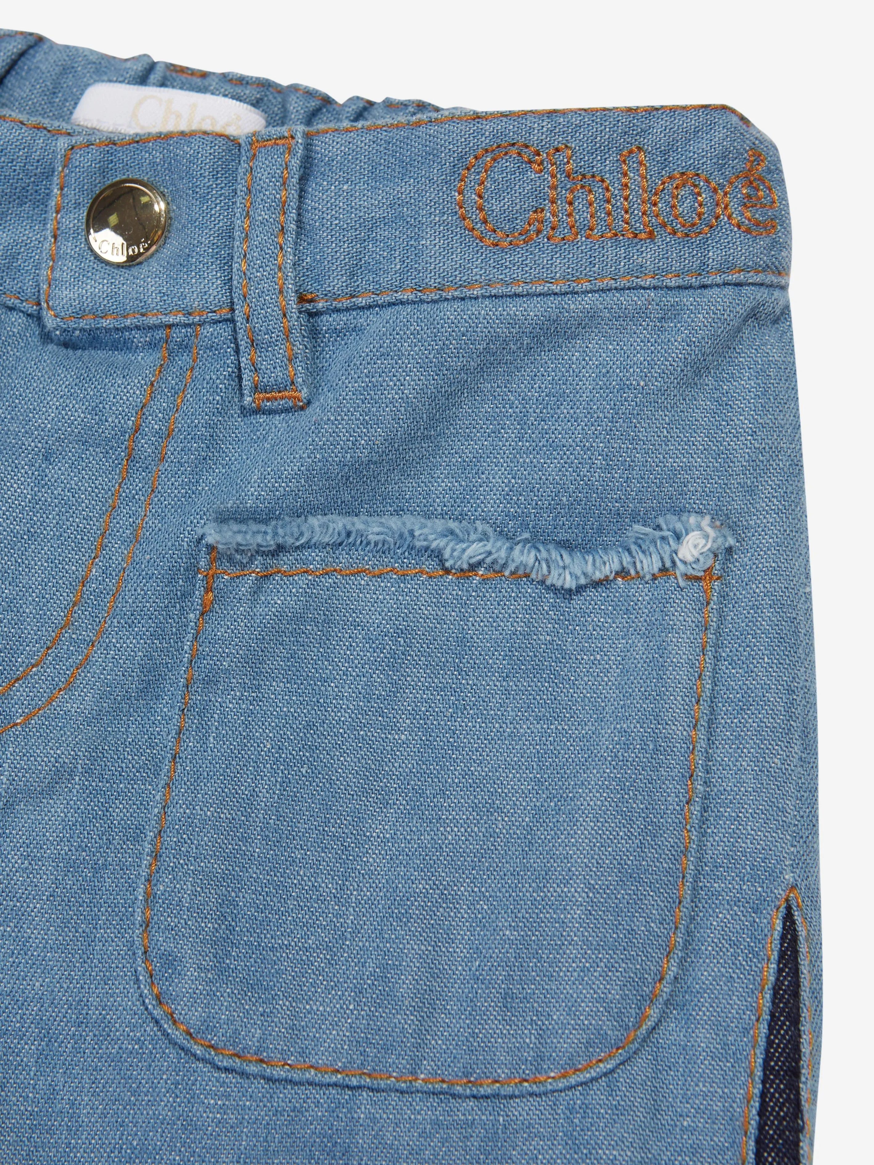 Chloé Baby Girls Denim Trousers in Blue