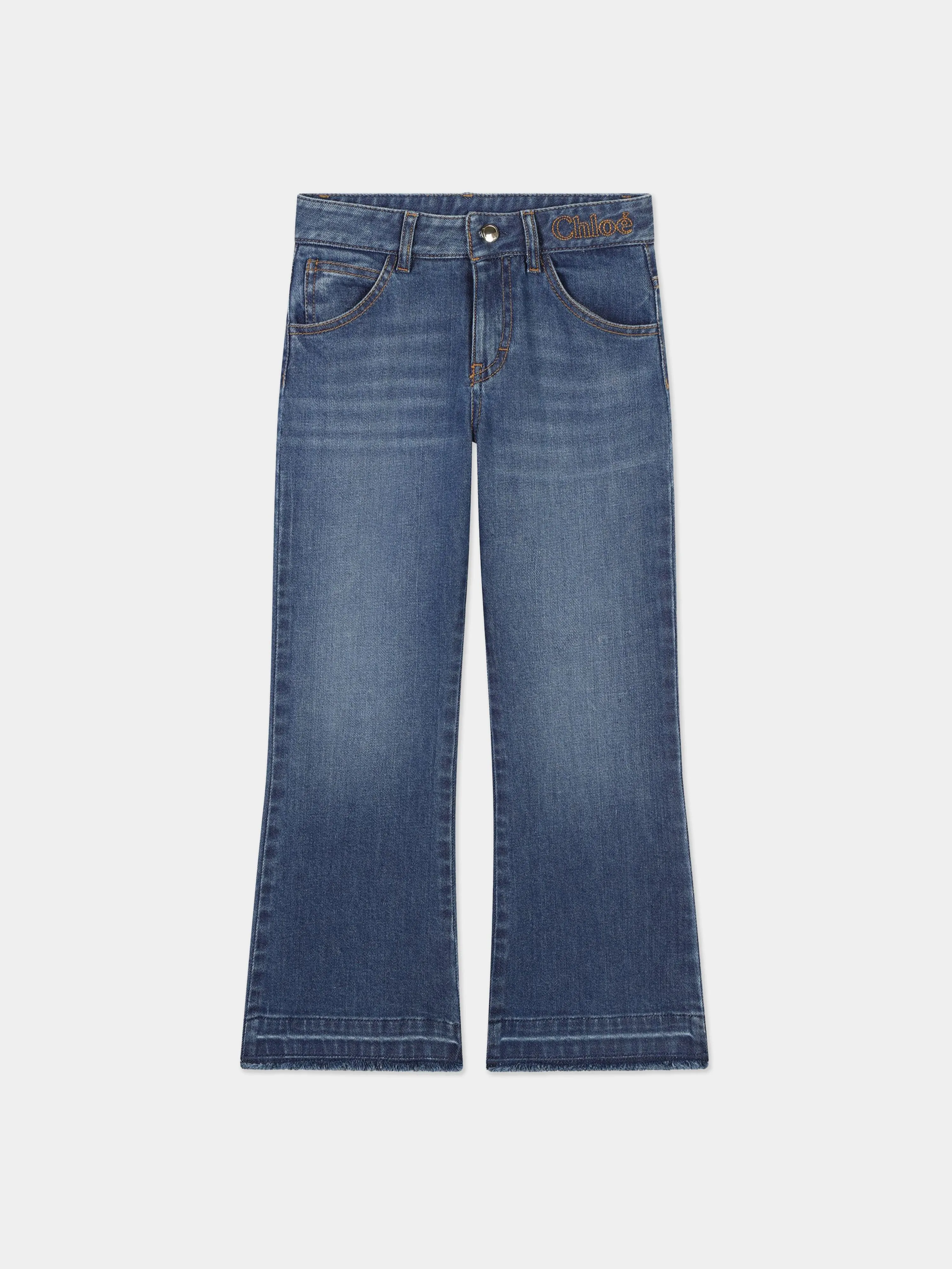 Chloé Girls Wide Leg Jeans in Blue