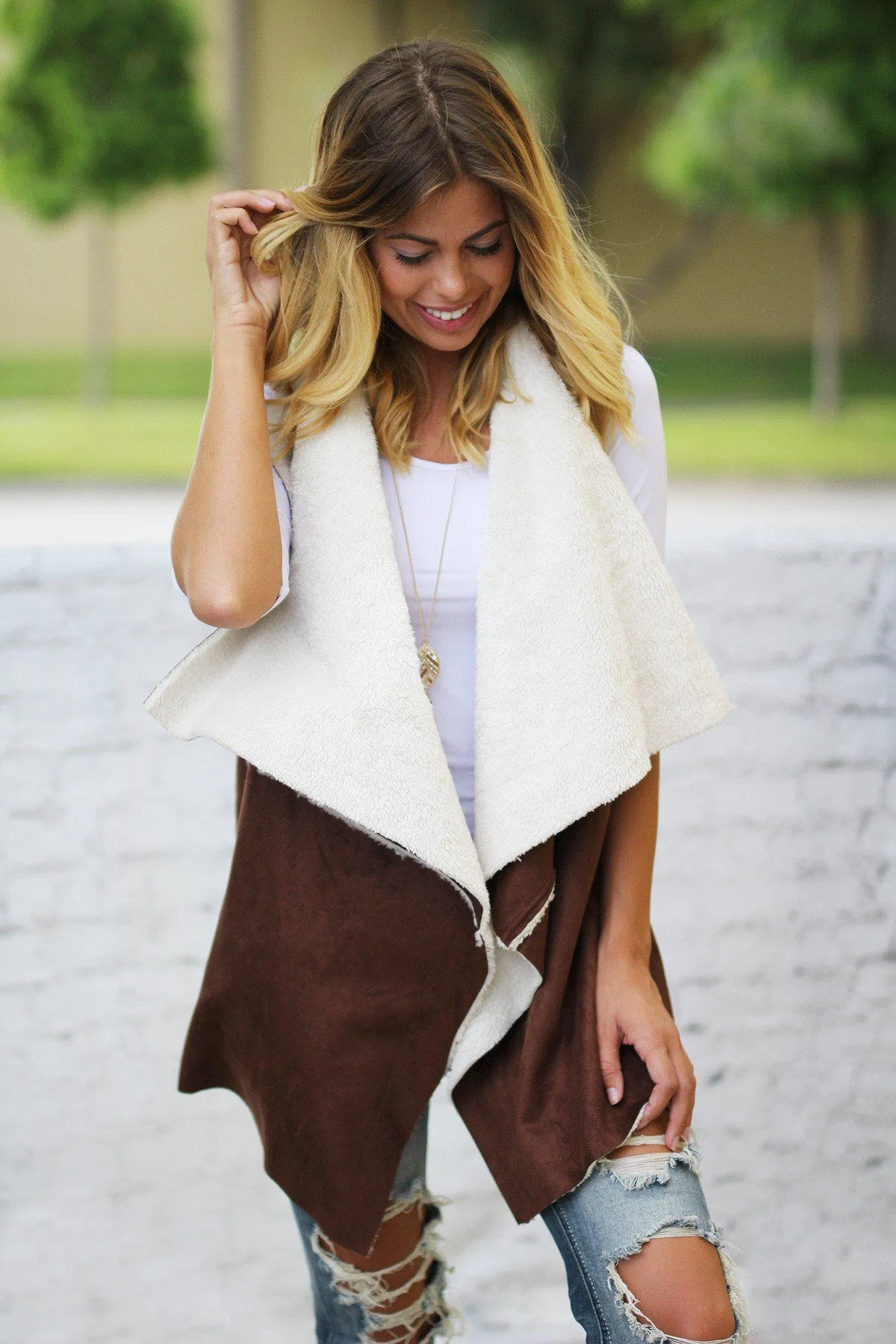 Chocolate Faux Fur Vest