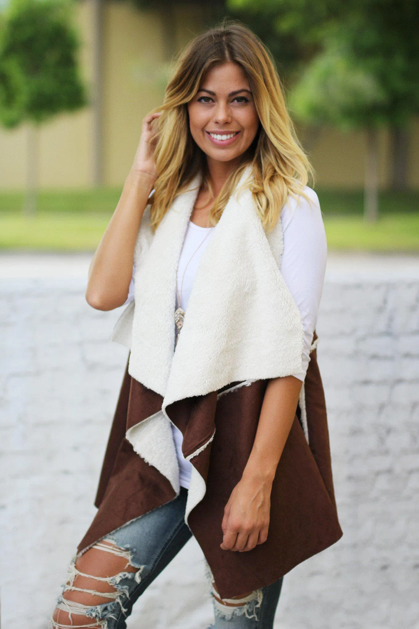 Chocolate Faux Fur Vest