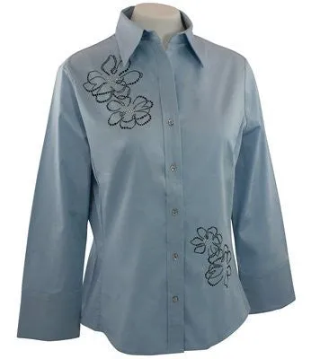 Christine Alexander Crystal Sketched Floral Blouse Swarovski Crystal & Studs