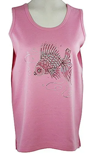 Christine Alexander - Rainbow Fish, Scoop Neck Tank Top Swarovski Crystals